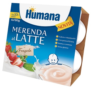 HUMANA MERENDA AL LATTE GUSTO FRAGOLA 100 G 4 PEZZI - farmascienza.it