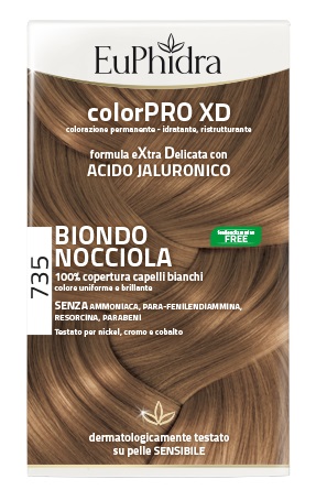 EUPHIDRA COLORPRO XD 735 BIONDO NOCCIOLA GEL COLORANTE CAPELLI IN FLACONE + ATTIVANTE + BALSAMO + GUANTI - farmascienza.it