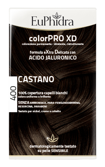 EUPHIDRA COLORPRO XD 400 CASTANO GEL COLORANTE CAPELLI IN FLACONE + ATTIVANTE + BALSAMO + GUANTI - farmascienza.it