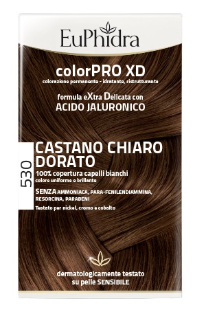 EUPHIDRA COLORPRO XD 530 CASTANO CHIARO DORATO GEL COLORANTE CAPELLI IN FLACONE + ATTIVANTE + BALSAMO + GUANTI - farmascienza.it