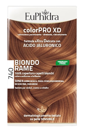 EUPHIDRA COLORPRO XD 740 BIONDO RAME GEL COLORANTE CAPELLI IN FLACONE + ATTIVANTE + BALSAMO + GUANTI - farmascienza.it