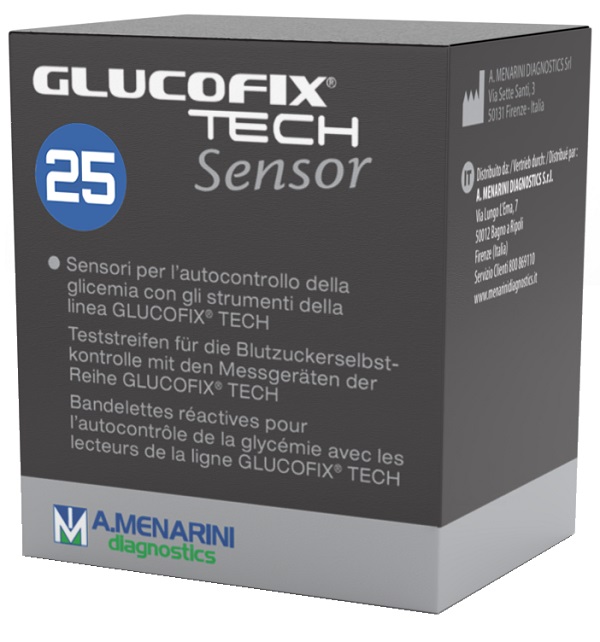 STRISCE MISURAZIONE GLICEMIA GLUCOFIX TECH SENSOR 25 PEZZI - farmascienza.it