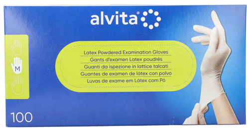 GUANTI DA ISPEZIONE ALVITA IN LATTICE TALCATI M 100 PEZZI - farmascienza.it