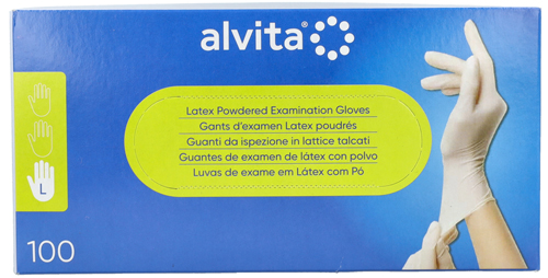 GUANTI DA ISPEZIONE ALVITA IN LATTICE TALCATI L 100 PEZZI - farmascienza.it