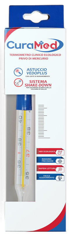 TERMOMETRO CLINICO OVALE AL GALLIO CON AGITATORE CURAMETER G - farmascienza.it