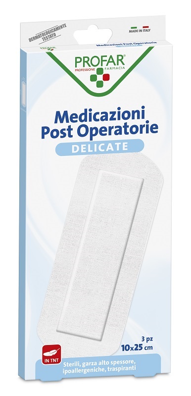 MEDICAZIONE POST OPERATORIA STERILE GARZA ANTIADERENTE 10X25 CM 3 PEZZI PROFAR - farmascienza.it