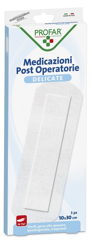 MEDICAZIONE POST OPERATORIA STERILE GARZA ANTIADERENTE 10X30 CM 3 PEZZI PROFAR - farmascienza.it