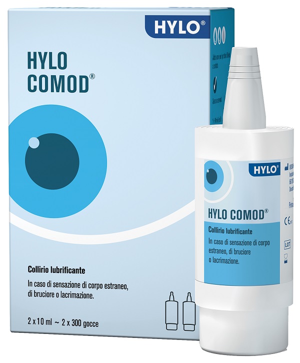 HYLO-COMOD GOCCE OCULARI IALURONATO DI SODIO 0,1% 2 FLACONC INI DA 10 ML - farmascienza.it