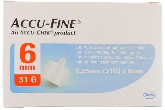 AGO PER PENNA DA INSULINA ACCU-FINE PEN NEEDLE ACCU-CHEK GAUGE 31 X 6MM 100 PEZZI - farmascienza.it