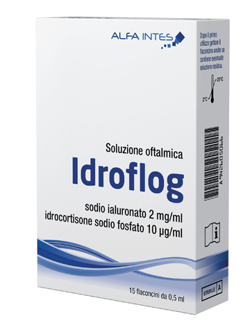 SOLUZIONE OFTALMICA IDROFLOG A BASE DI IALURONATO DI SODIO E IDROCORTISONE SODIO FOSFATO 15 FLACONCINI DA 0,5 ML - farmascienza.it