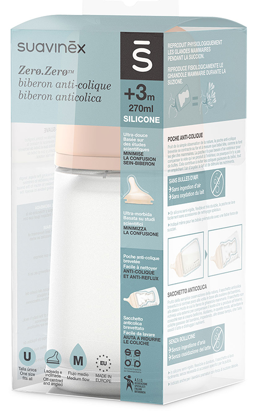 SUAVINEX ZERO ZERO BIBERON ANTICOLICA DA 270ML FLUSSO MEDIO - farmascienza.it