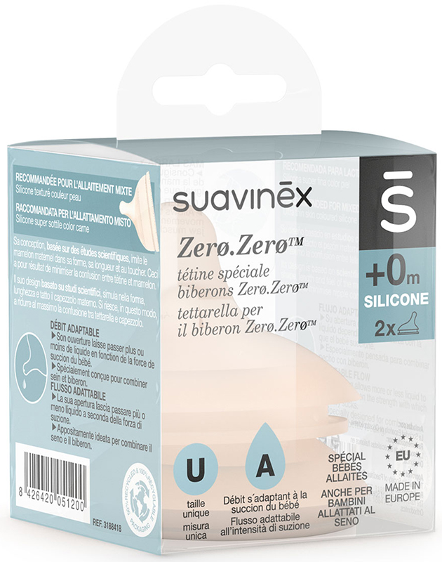 SUAVINEX ZERO ZERO TETTARELLA BIBERON SPECIALE ALLATTAMENTO 2 PEZZI - farmascienza.it