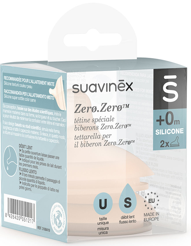 SUAVINEX ZERO ZERO TETTARELLA BIBERON ANTICOLICA FLUSSO LENTO S 2 PEZZI - farmascienza.it