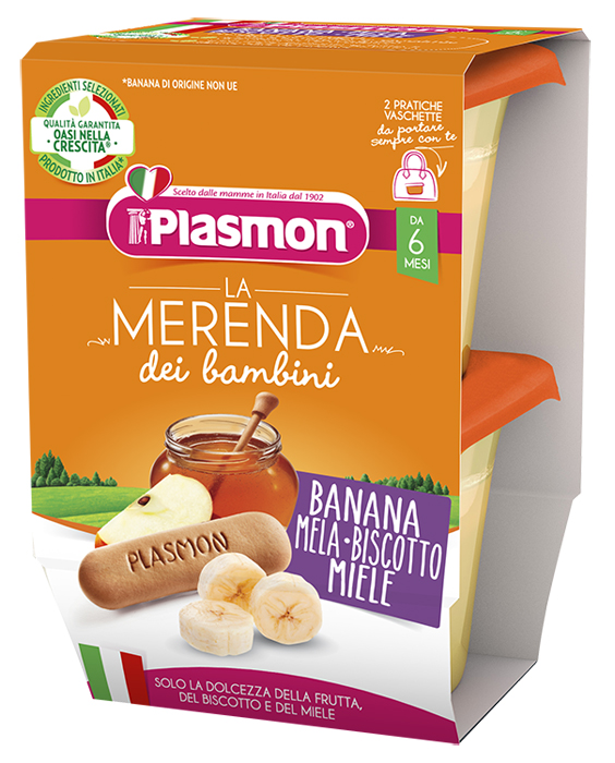 PLASMON LA MERENDA DEI BAMBINI MERENDE BANANA MELA BISCOTTO MIELE ASETTICO 2 X 120 G - farmascienza.it