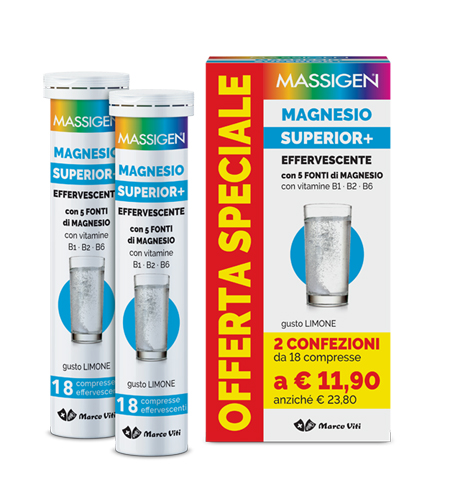 MASSIGEN MAGNESIO SUPERIOR 18+18 COMPRESSE EFFERVESCENTI - farmascienza.it