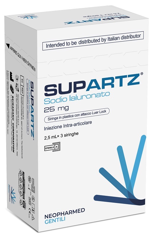 SIRINGA PRERIEMPITA INTRA-ARTICOLARE SUPARTZ ACIDO IALURONICO 25 MG 2,5 ML 3 PEZZI - farmascienza.it