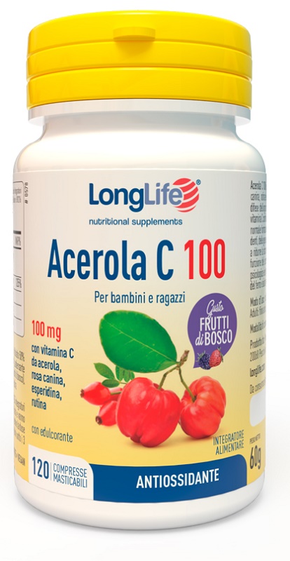 LONGLIFE ACEROLA C100 FRUTTI DI BOSCO 120 COMPRESSE MASTICABILI - farmascienza.it