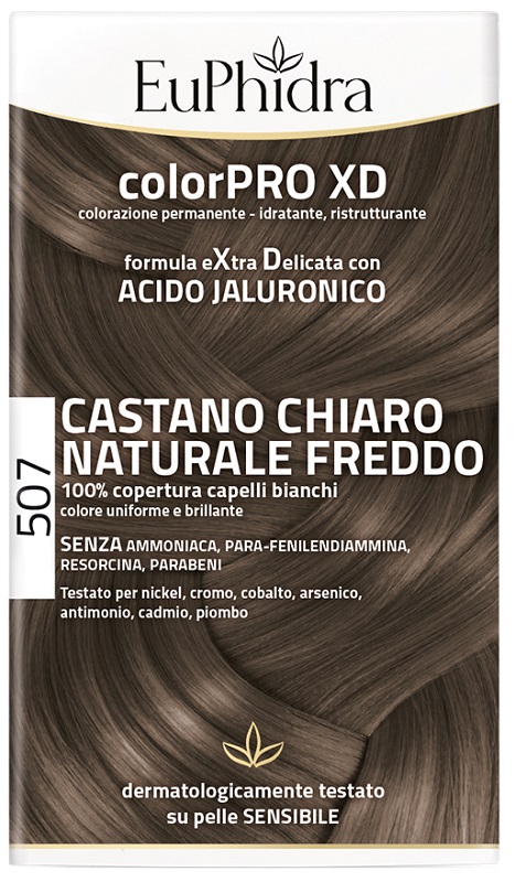 EUPHIDRA COLORPRO XD 507 CASTANO CHIARO NATURALE F COLORE + ATTIVANTE + BALSAMO + CUFFIA + GUANTI - farmascienza.it
