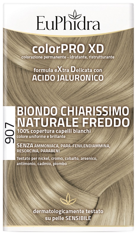 EUPHIDRA COLORPRO XD 907 BIONDO CHIARO MOGANO NATURALE F COLORE + ATTIVANTE + BALSAMO + CUFFIA + GUANTI - farmascienza.it