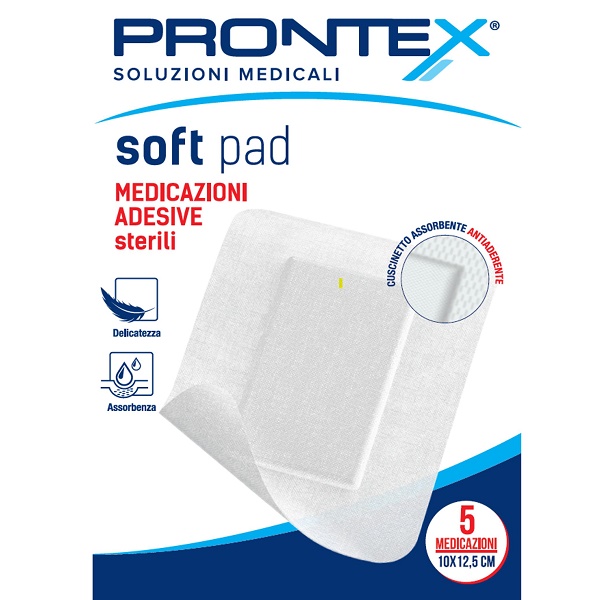 MEDICAZIONE ADESIVA STERILE PRONTEX SOFT PAD 10X12,5 CM 5 PEZZI - farmascienza.it