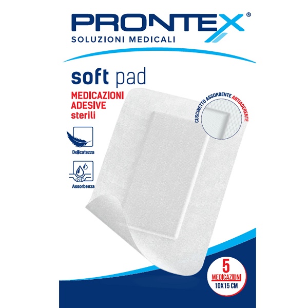 MEDICAZIONE ADESIVA STERILE PRONTEX SOFT PAD 10X15 CM 5 PEZZI - farmascienza.it