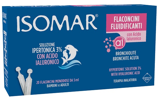 ISOMAR FLACONCINI FLUIDIFICANTI SOLUZIONE IPERTONICA 30%+ACIDO IALURONICO 20 FLACONCINI DA 5 ML - farmascienza.it