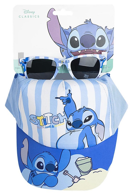 STITCH SET CAPPELLO/OCCHIALI DA SOLE AZZURRO A RIGHE E BLU - farmascienza.it