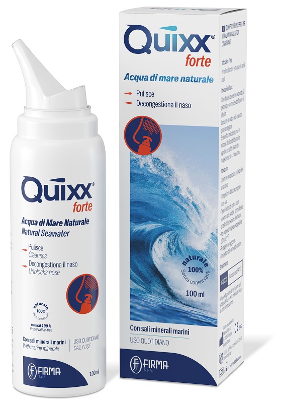 SOLUZIONE SPRAY PER IRRIGAZIONI NASALI QUIXX FORTE ACQUA MARINA IPERTONICA 100 ML - farmascienza.it