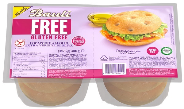 BAULI FREE FOCACCINE OLIO EXTRA VERGINE OLIVA 4 PEZZI DA 75 G - farmascienza.it