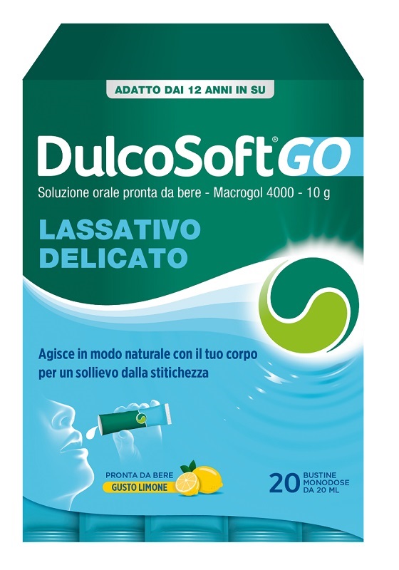 DULCOSOFT GO 20 BUSTINE DA 20 ML GUSTO LIMONE SENZA ZUCCHERO SENZA GLUTINE SENZA LATTOSIO - farmascienza.it