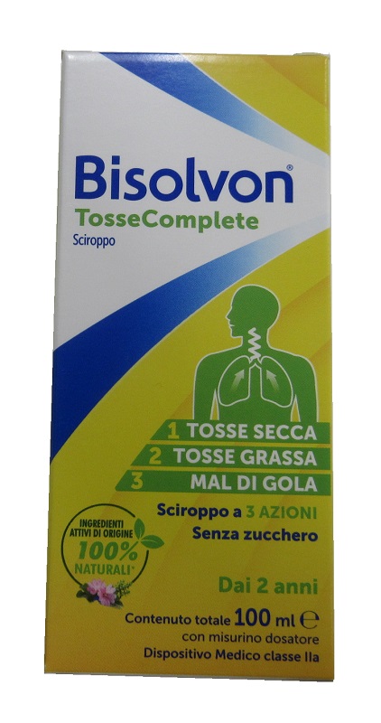 BISOLVON TOSSE COMPLETE SCIROPPO 100 ML SENZA ZUCCHERO SENZA GLUTINE SENZA LATTOSIO - farmascienza.it