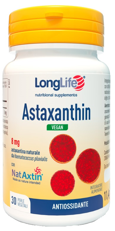 LONGLIFE ASTAXANTHIN VEGAN 8 MG 30 PERLE VEGETALI SENZA GLUTINE - farmascienza.it
