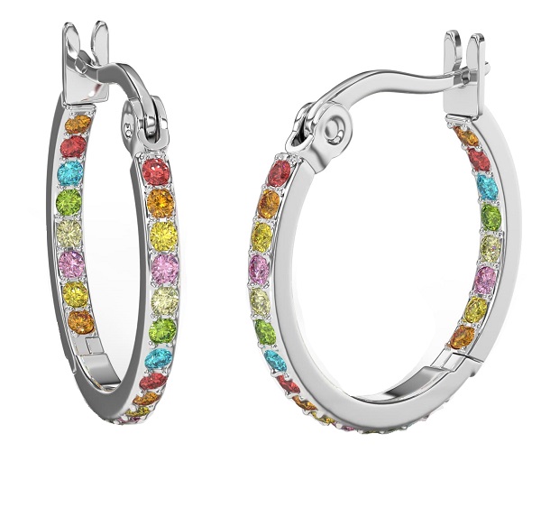 BJT407 ORECCHINI HOOP/CRISTALLI MULTICOLOR 20MM STAINLESS STEEL - farmascienza.it