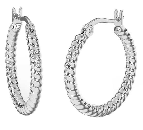 BJT408 ORECCHINI HOOP/CRISTALLI BIANCHI 25MM STAINLESS STEEL - farmascienza.it