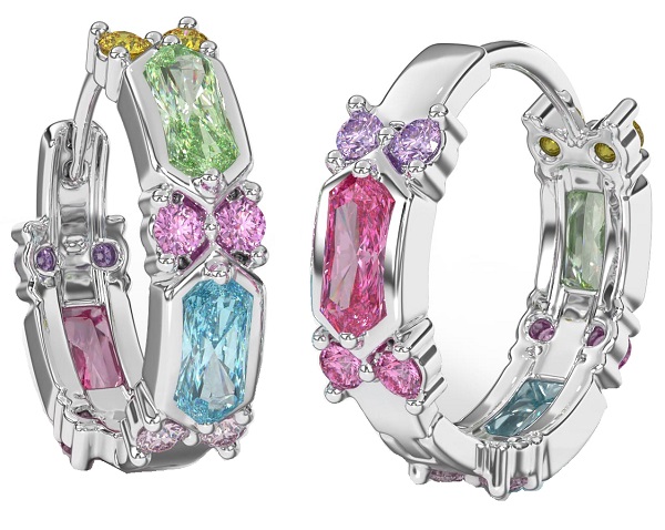 BJT414 ORECCHINI RING/CRISTALLI MULTICOLOR 19MM STAINLESS STEEL - farmascienza.it