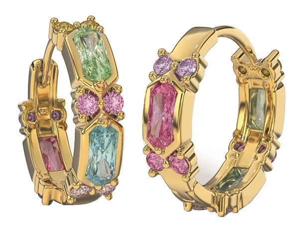 BJT415 ORECCHINI RING/CRISTALLI MULTICOLOR 19MM GOLD PLATED - farmascienza.it