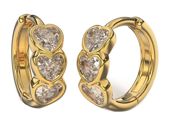 BJT422 ORECCHINI 3HEARTS 12MM GOLD PLATED - farmascienza.it