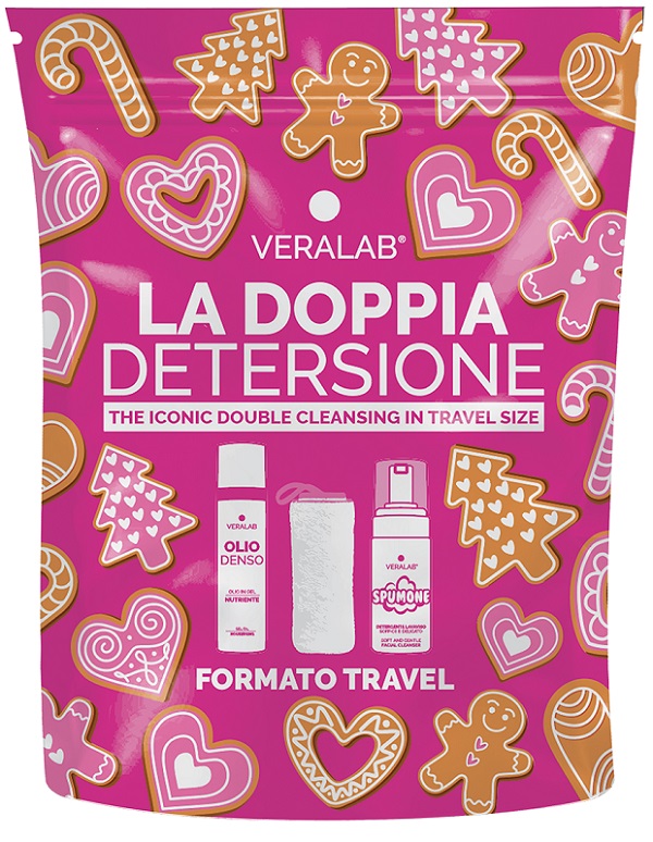 VERALAB DOPPIA DETERSIONE TRAVEL KIT XMAS 2025 1 OLIO DENSO 30 ML + 1 SPUMONE 50 ML + 1 PANNO MICROFIBRA - farmascienza.it