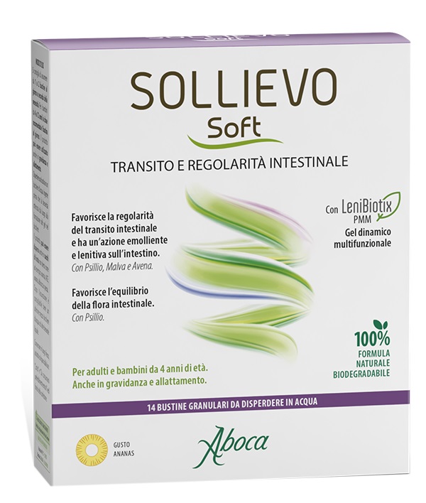 SOLLIEVO SOFT 14 BUSTINE GRANULARI DA 3,8 G SENZA GLUTINE SENZA LATTOSIO SENZA ZUCCHERI AGGIUNTI - farmascienza.it