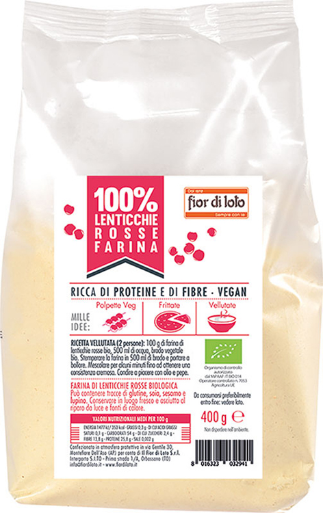 FIOR DI LOTO FARINA DI LENTICCHIE ROSSE BIO 400 G - farmascienza.it