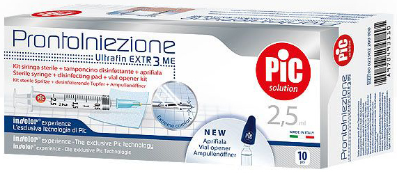 SIRINGA PIC SOLUTION PRONTO INIEZIONE 2,5 ML AGO GAUGE 23 1 1/4 10 PEZZI - farmascienza.it