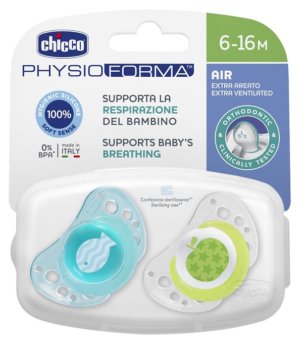 CHICCO SUCCHIETTO AIR BOY IN SILICONE 6-16 MESI 2 PEZZI - farmascienza.it