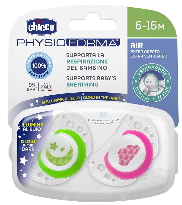 CHICCO SUCCHIETTO AIR LUMI IN SILICONE 6-16 MESI 2 PEZZI - farmascienza.it