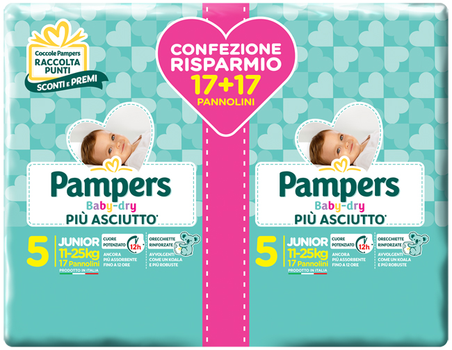 PAMPERS BABY DRYDUO DWCT JUNIOR X 34 PEZZI - farmascienza.it