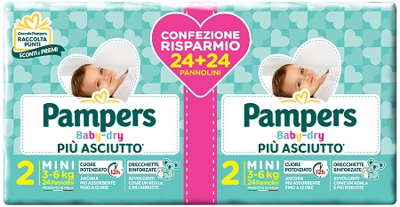 PAMPERS BABY DRY DUO DOWNCOUNT MINI 48 PEZZI - farmascienza.it