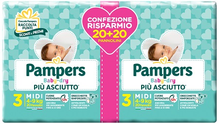 PAMPERS BABY DRY DUO DOWNCOUNT MIDI 40 PEZZI - farmascienza.it