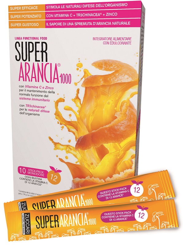 SUPER ARANCIA 1000 10 STICK PACK MONODOSE DA 3,7G INTEGRATORE ALIMENTARE CON EDULCORANTE - farmascienza.it