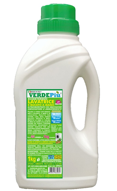 VERDEPIU' ECODETERSIVO LAVATRICE 1 L FLACONE PIENO - farmascienza.it