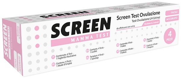 TEST RAPIDO CHE RILEVA TRAMITE URINA L'ORMONE LH INDIVIDUANDO IL PERIODO DI OVULAZIONE 4 PEZZI SCREEN MAMMA TEST OVULAZIONE - farmascienza.it