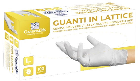GUANTI LATTICE CON POLVERE MEDIUM 100 PEZZI GAMMADIS - farmascienza.it